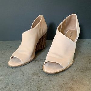 Lucky Brand Leather Peep Toe Wedge Boots